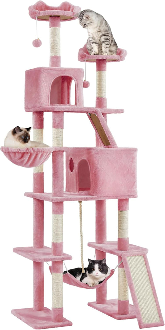 Yaheetech Cat Tree 82.5in Tall Tower with Cozy Perches and Ramps