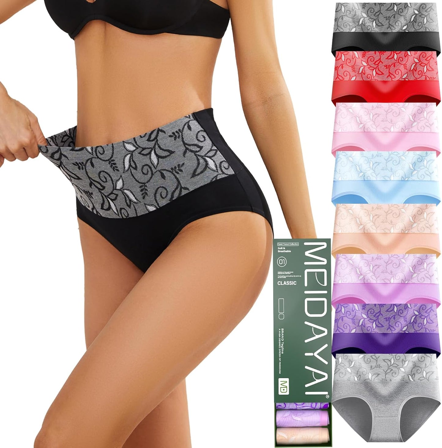 Womens Underwear Cotton Tummy Control High Waisted Full Coverage
