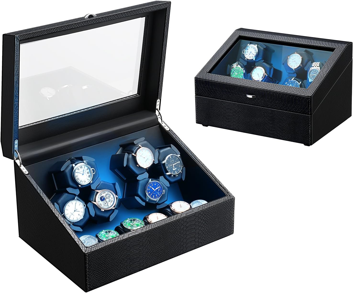 LALAHOO Watch Winder: Store 6 Watches, LED Light, Quiet Motor