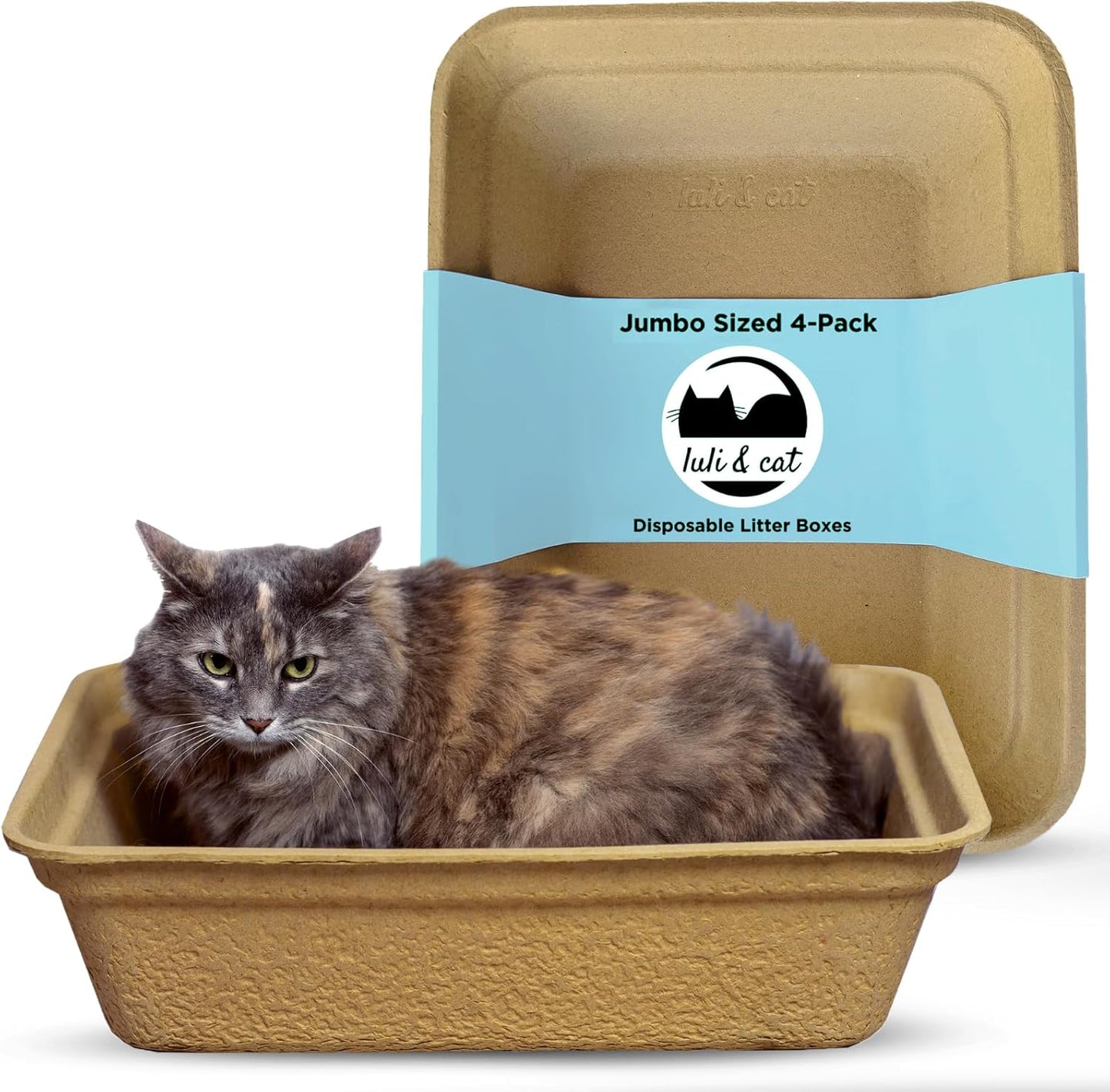 Durable Jumbo Sized Disposable Litter Boxes for Cats - 4-Pack