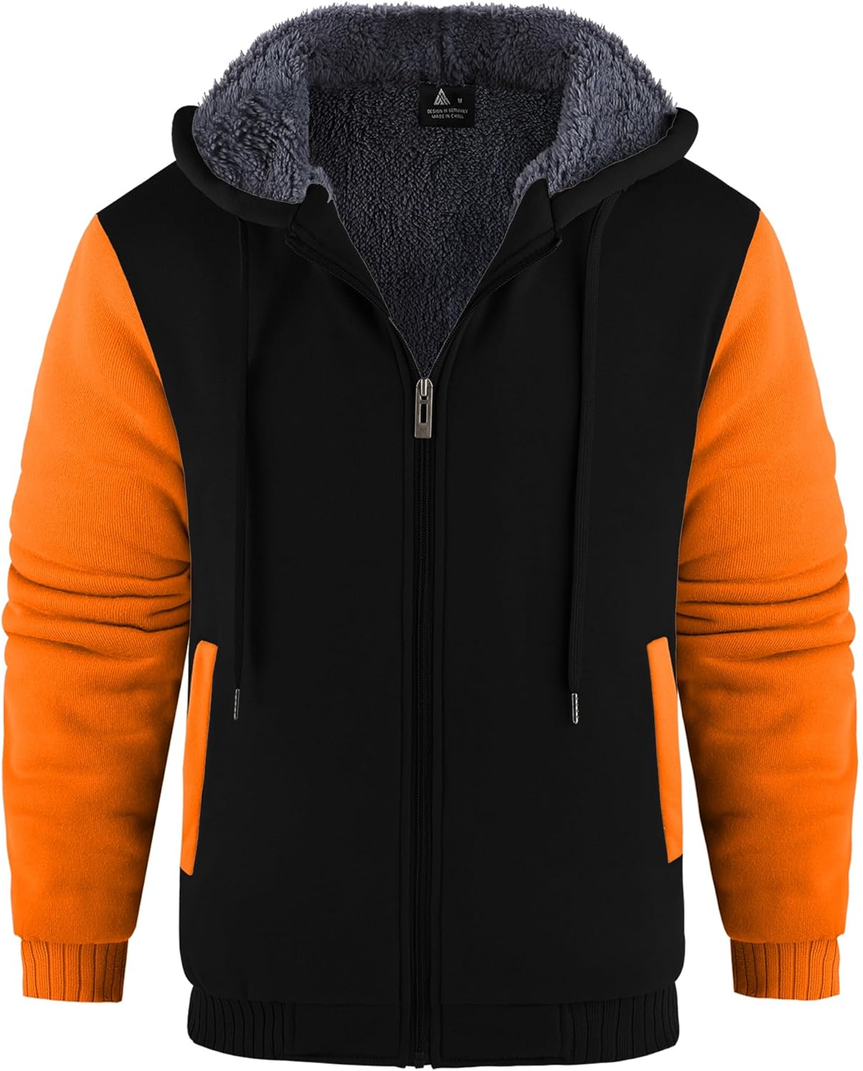 GEEK LIGHTING Mens Fleece-Lined Zip Up Hoodie for Winter Warmth