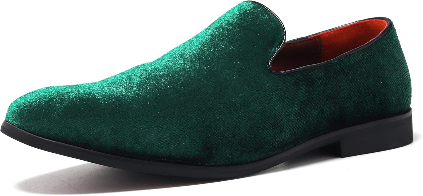 FLQL Men's Luxury Penny Loafer Slip-On Velvet Shoes for Events