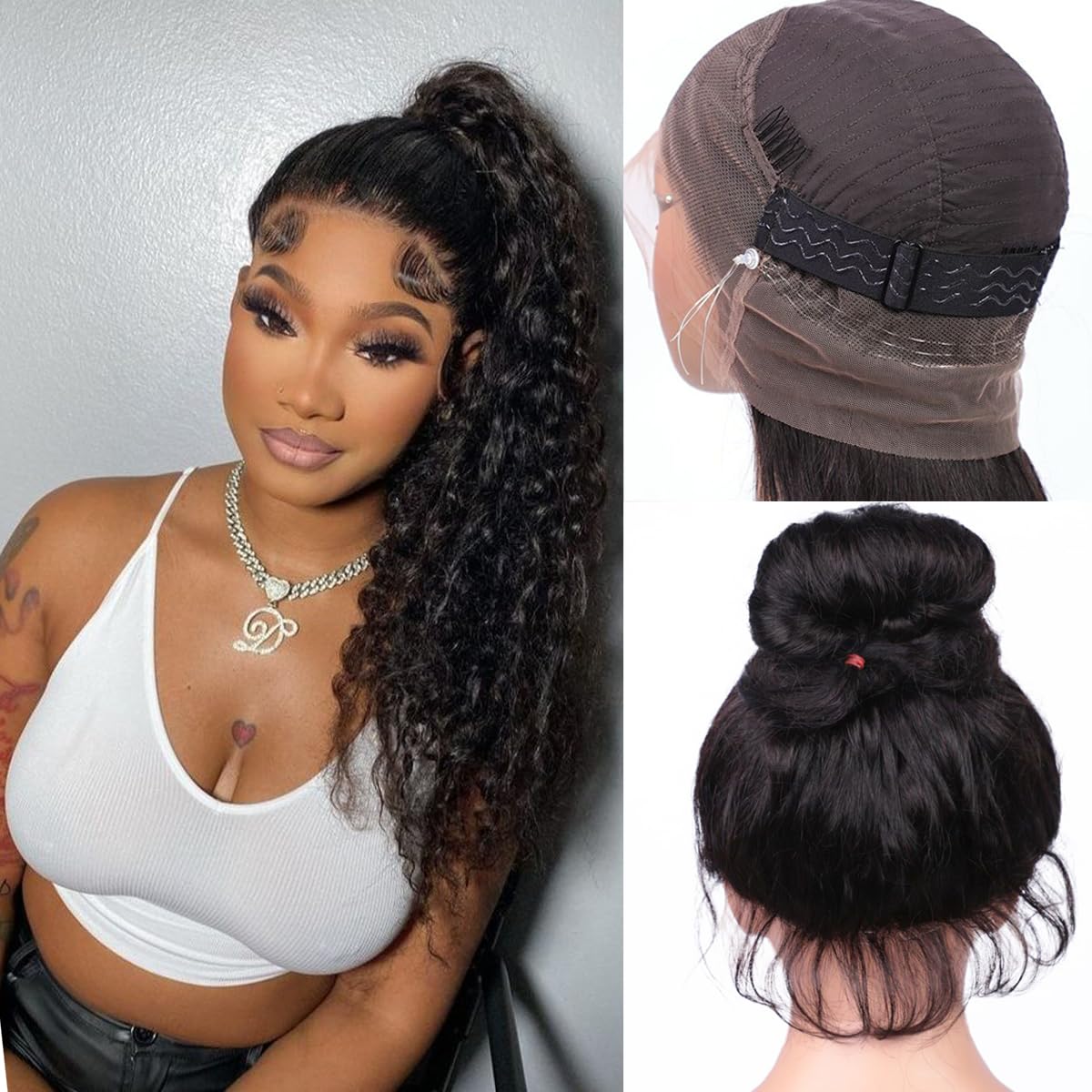 Hidden Strap 360 Glueless Lace Front Wigs for Natural Style