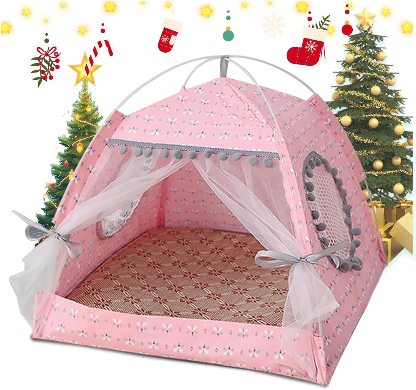 Cute Floral Princess Tent Bed | Portable, Cozy Nest for Pets