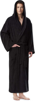 Arus Men's Hooded Classic Bathrobe Turkish Cotton Robe - Soft Aegean
