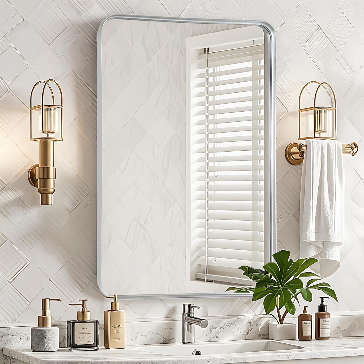 Fabuday Bathroom Mirror Wall Mounted - Stylish 22x30 Silver Design
