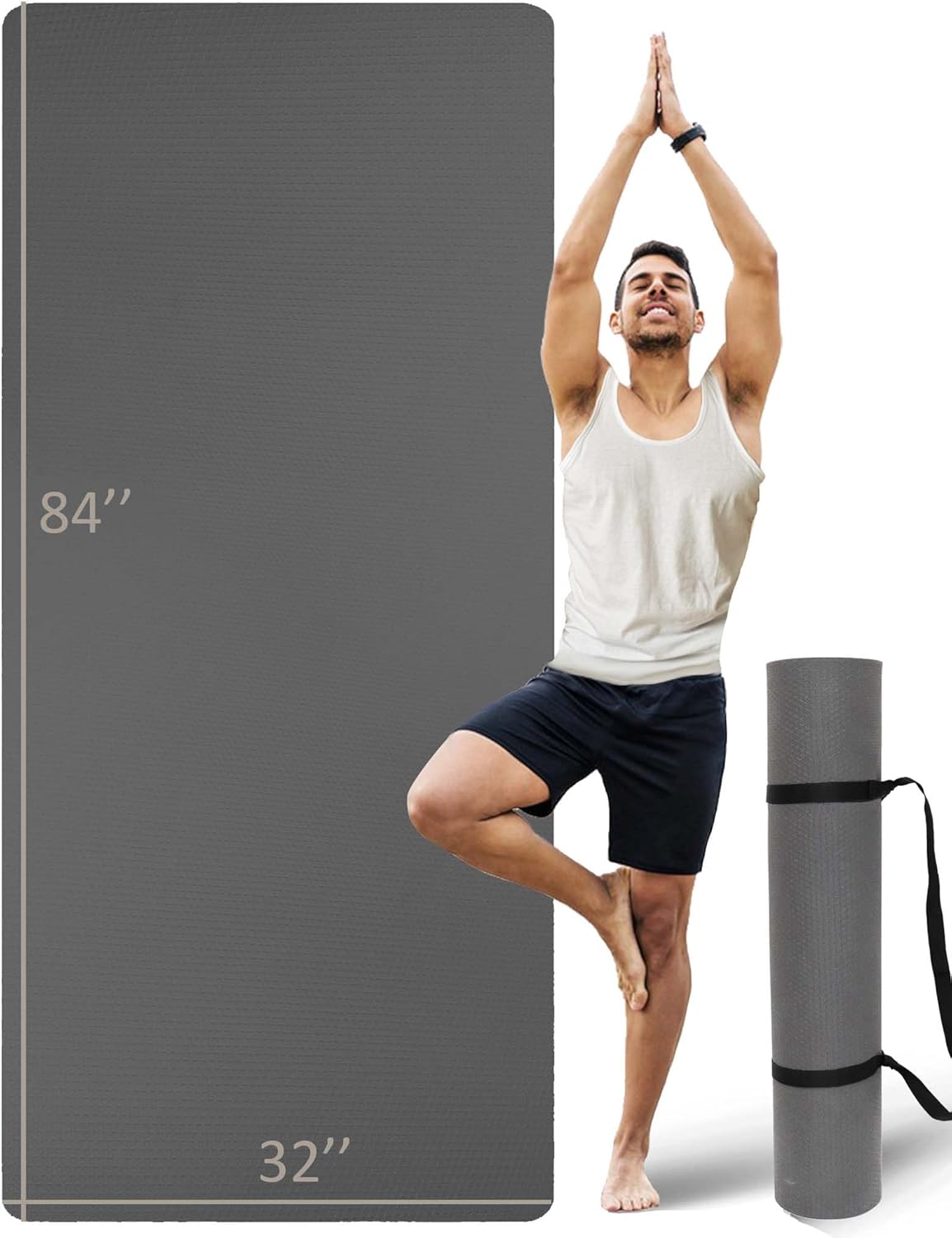 Extra Long & Wide Thick Yoga Mat for Tall Men & Women, 84in