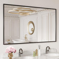 Black Rectangle Bathroom Mirror 60x30 in - Matte Frame, Easy Install