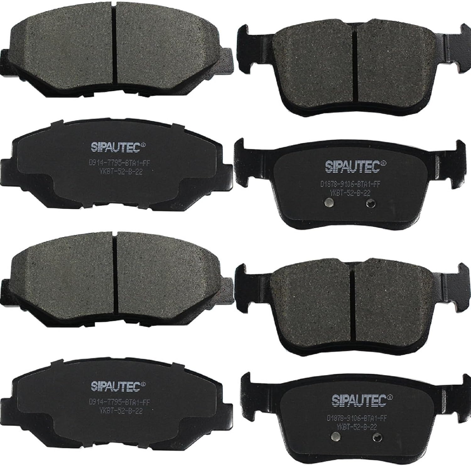 SIPAUTEC 8pcs Front Rear Ceramic Brake Pads for Honda Civic