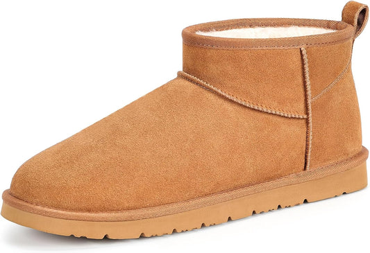 Snow Boots for Men with Genuine Suede and Faux Fur Lining