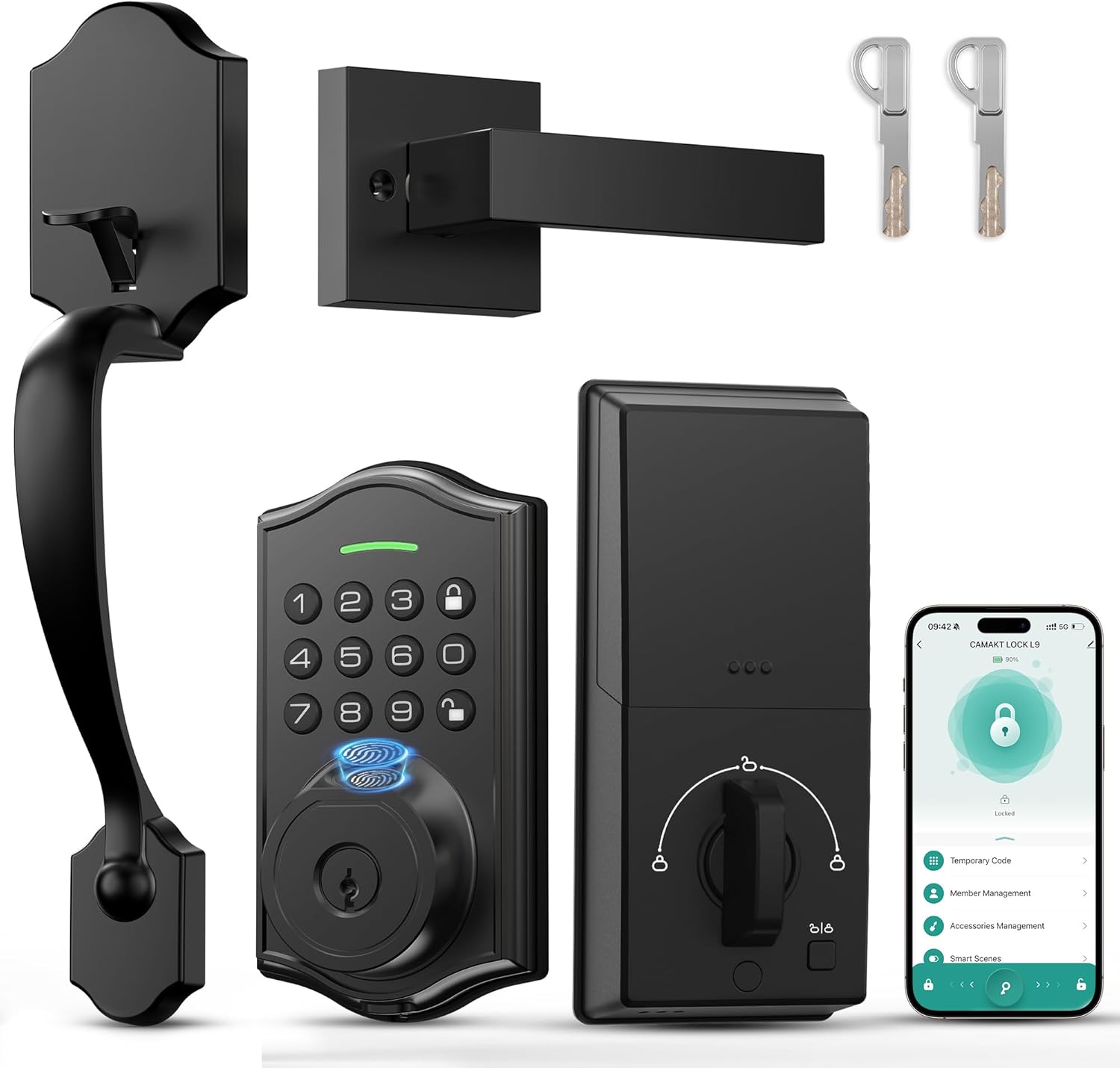 Keyless Entry Door Lock with Handle for Smart Home Security