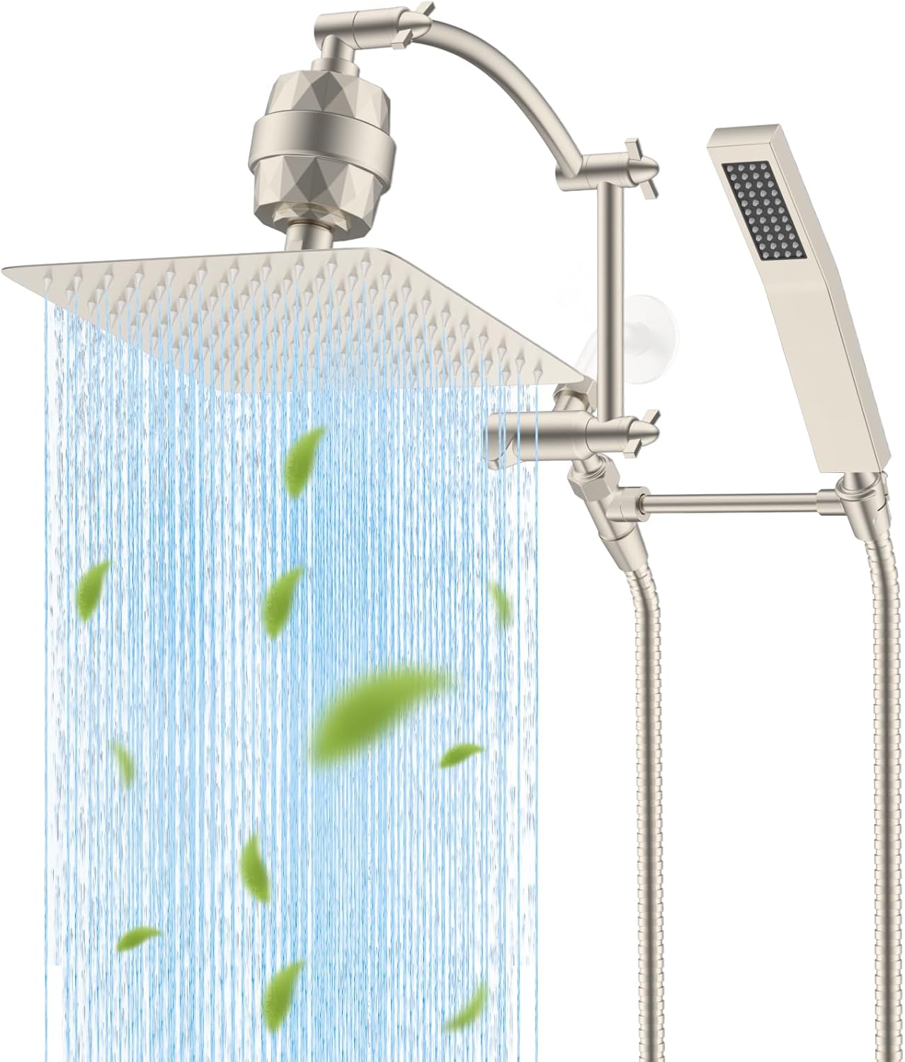 Hibbent 10ft' Filtered Rainfall Shower Head with Handheld Combo