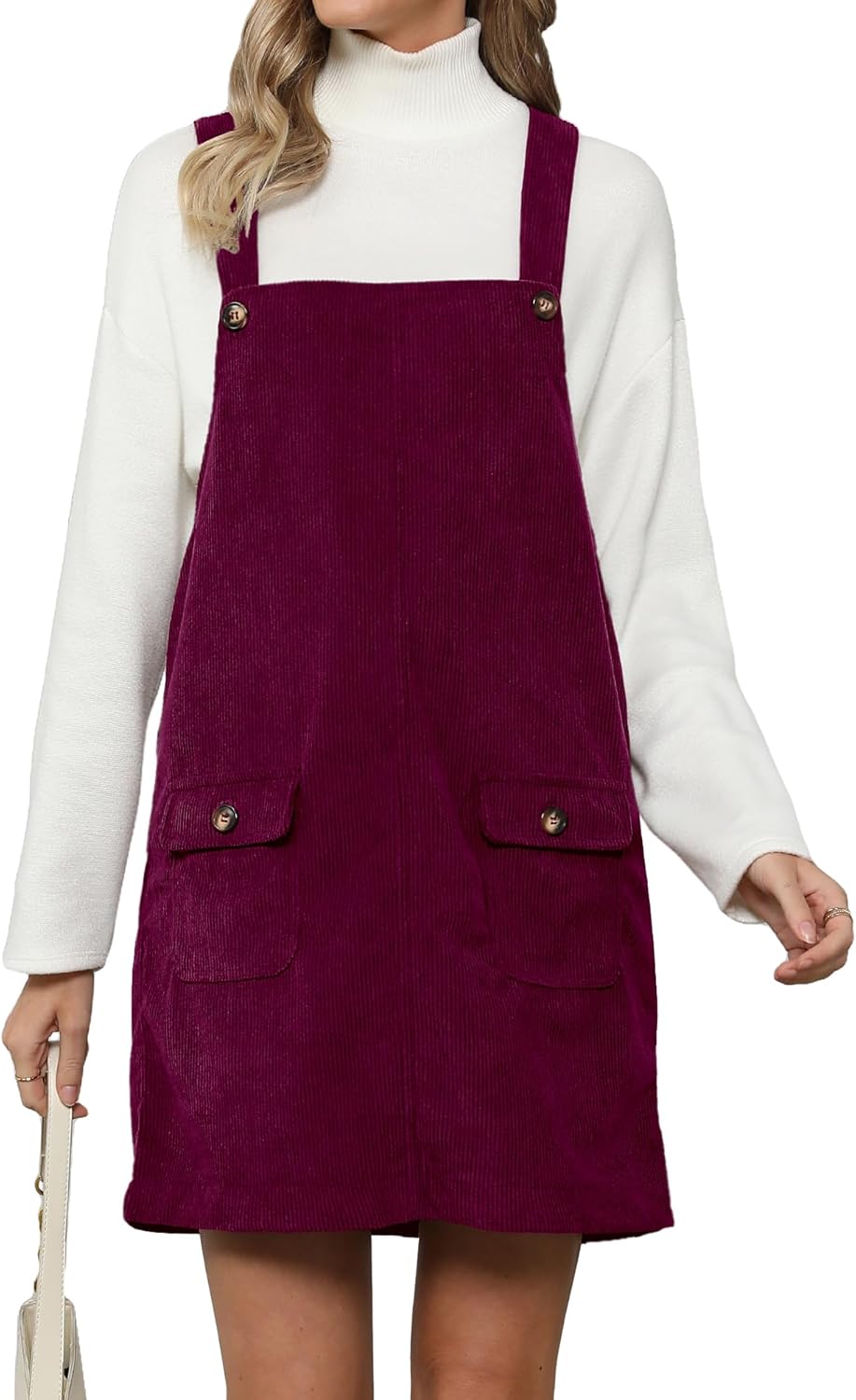 Luvamia Corduroy Overall Dress for Women with Adjustable Straps