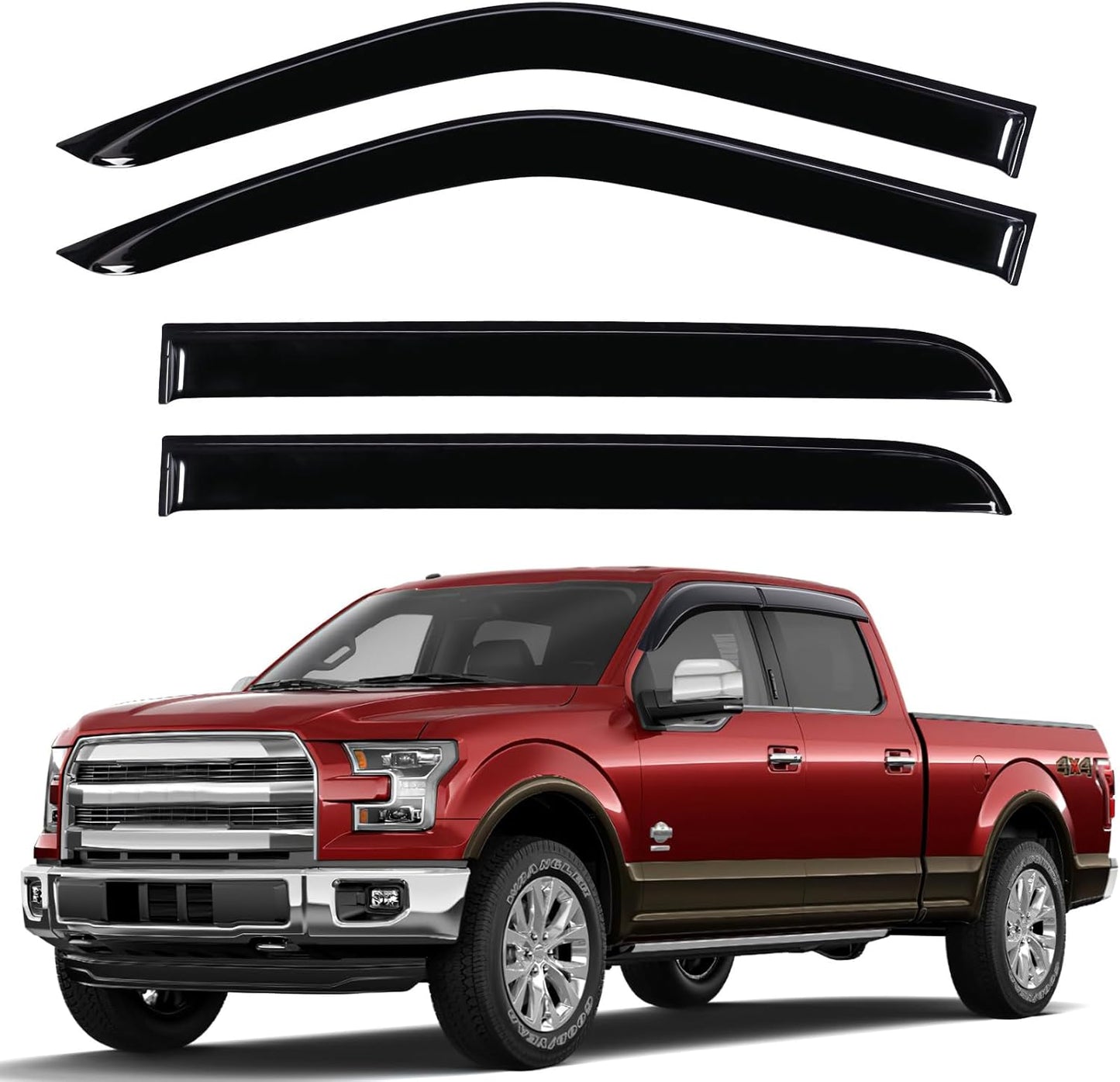 Rain Guards for Ford F150 Super Crew 2015-2024 - 4 PCS