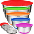 Mixing Bowls with Lids Set of 5 - Nesting Stainless Steel Bowls