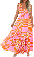 Women's Boho Summer Maxi Dress with Square Neck - Flowy Smock