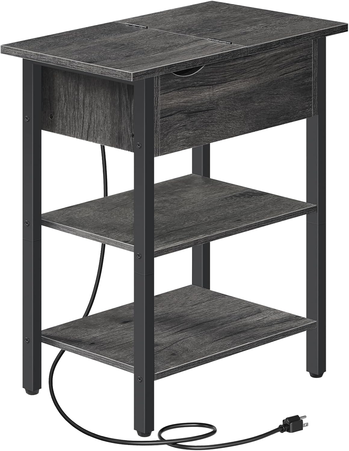 HOOBRO End Table with Charging Station for Small Spaces