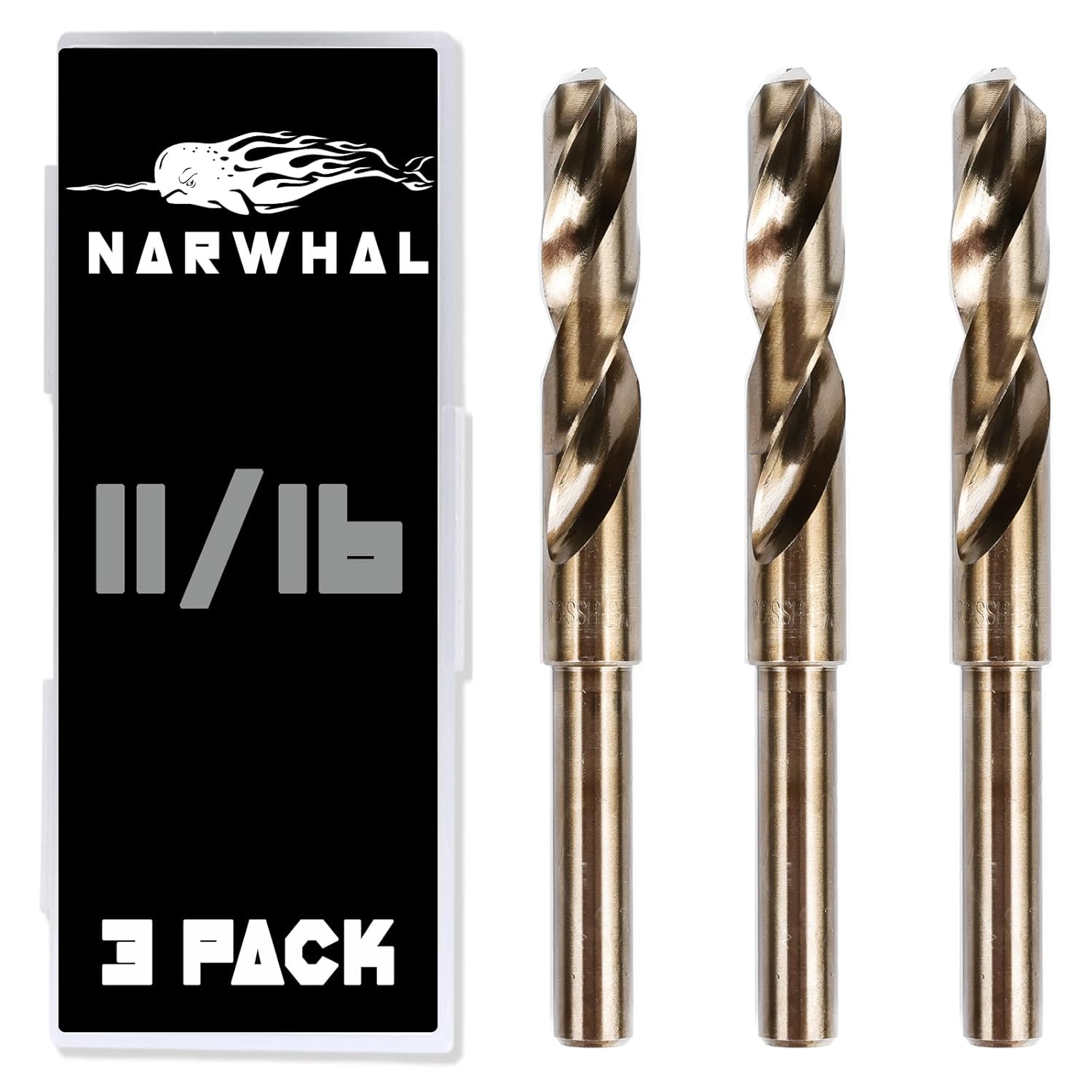 11/16 Cobalt Drill Bits - 3 Pack for Metal and Hard Materials