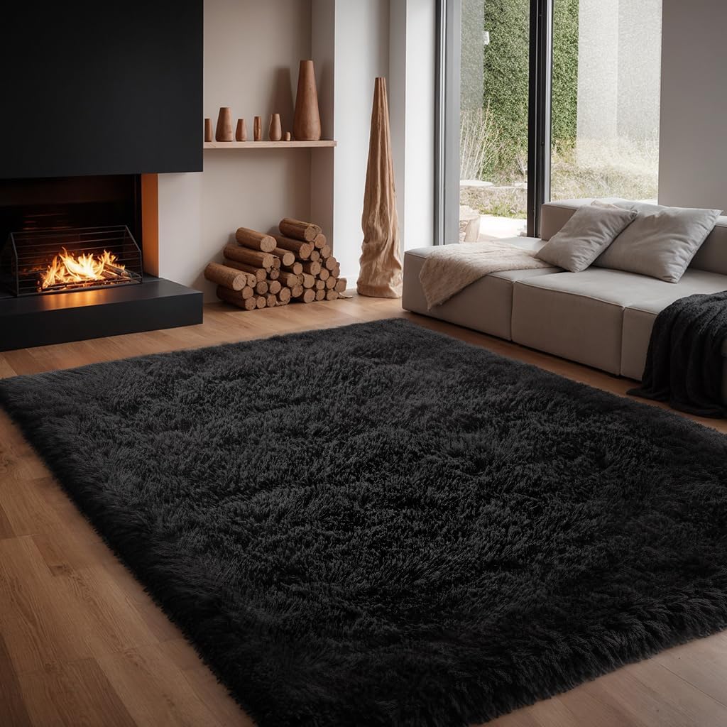 Zentavio Black Area Rugs for Living Room Bedroom 9x12 Large