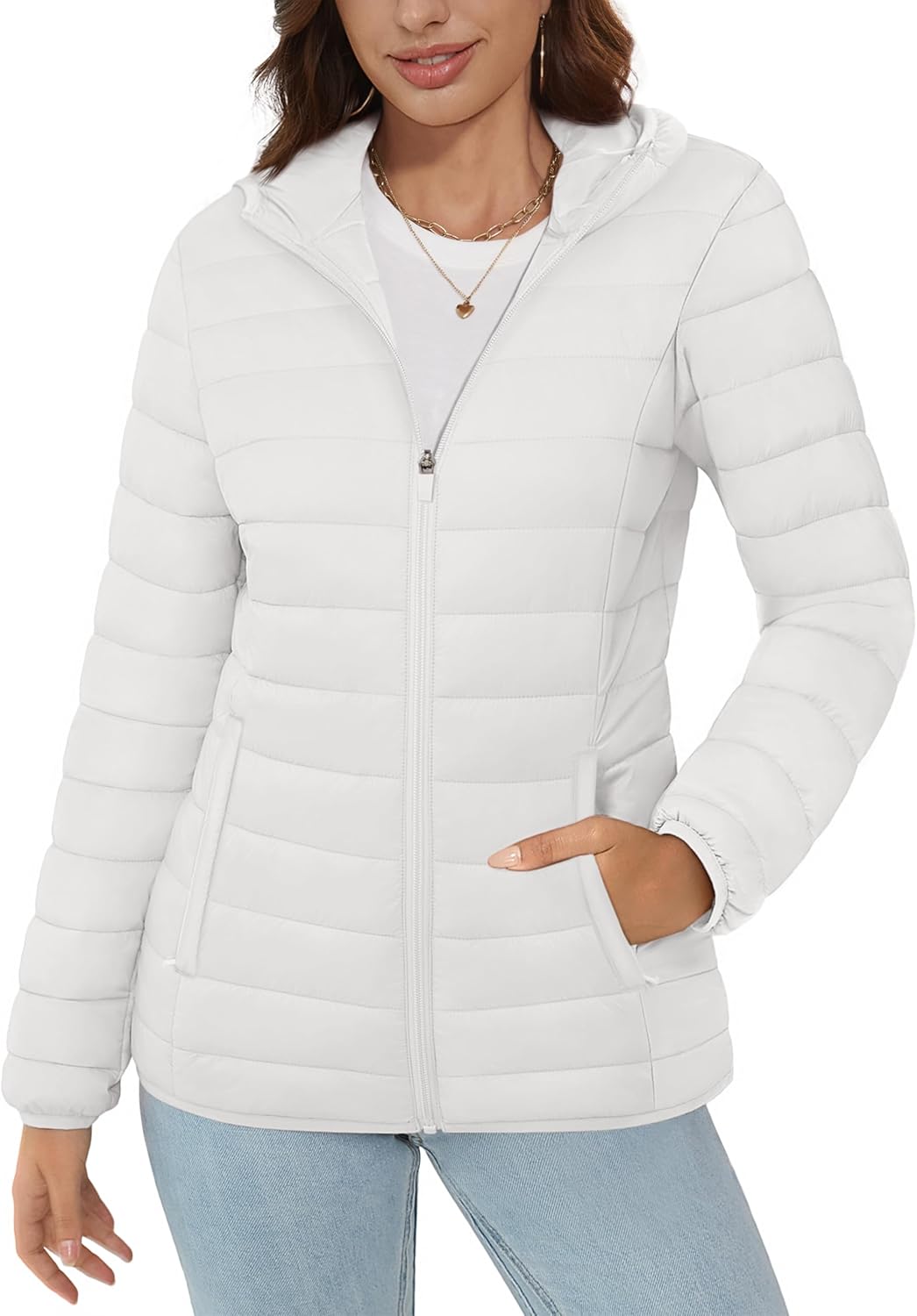 Lightweight Hooded Puffer Jacket for Women - Warm & Stylish