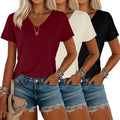 Riyiper 3 Pack Women's V Neck T-Shirts - Soft Stretchy Summer