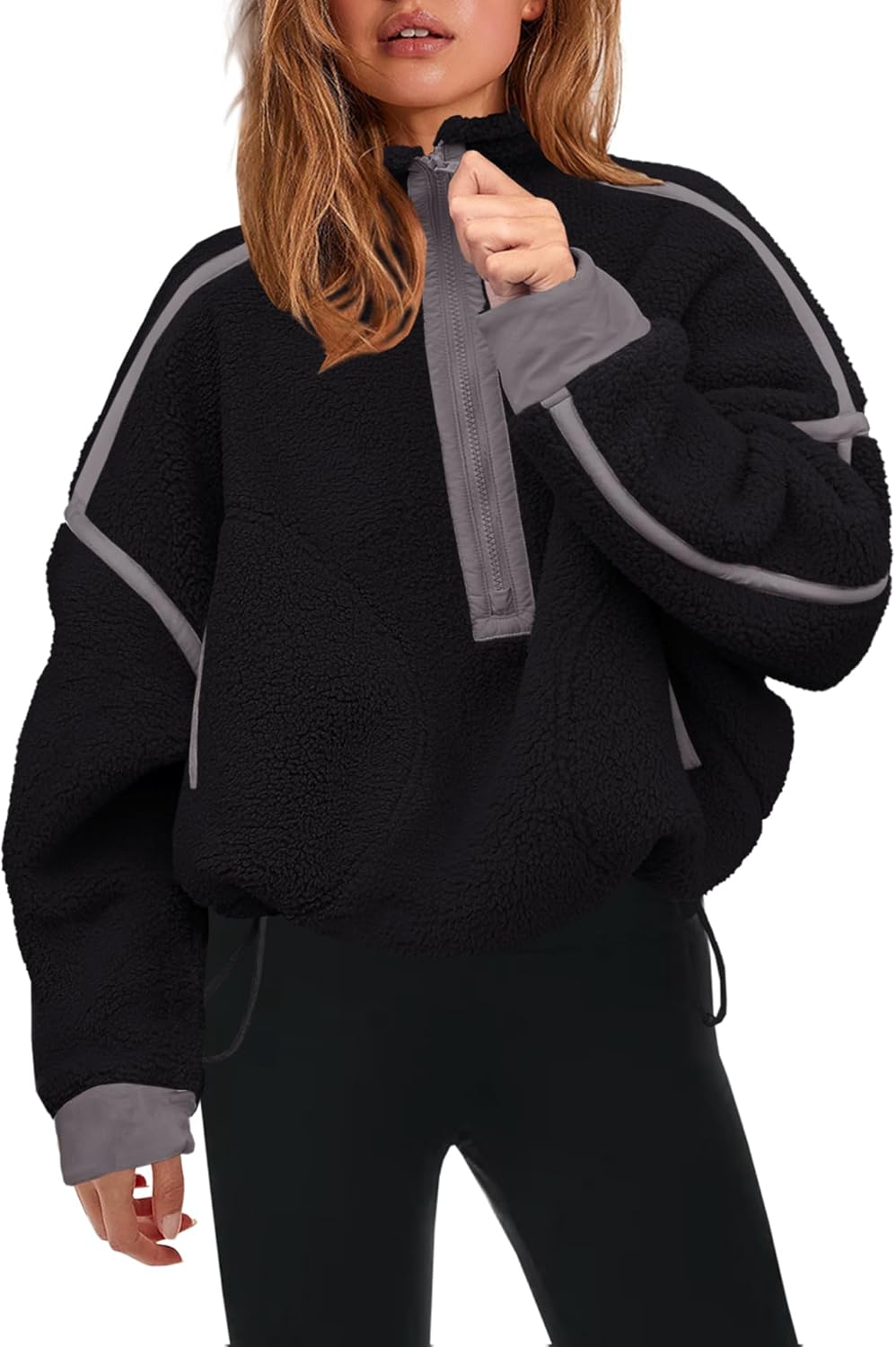 Panadila Womens Half Zip Sherpa Fleece Pullover for Cozy Style