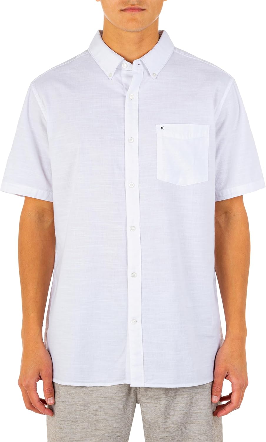 Hurley Men's One and Only Textured Short Sleeve Button Up Shirt