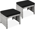 Wicker Ottomans Set of 2 - Versatile Patio Seating and Side Tables