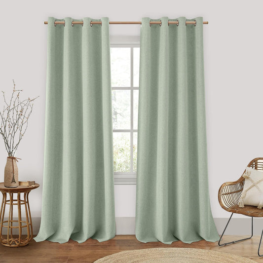 HOMEIDEAS Sage Green Blackout Curtains for Total Darkness