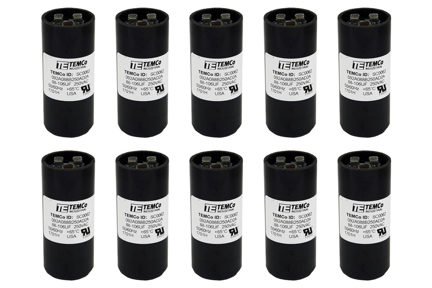 10 Pack 88-106 uF MFD CD60 Start Capacitors for HVAC Systems