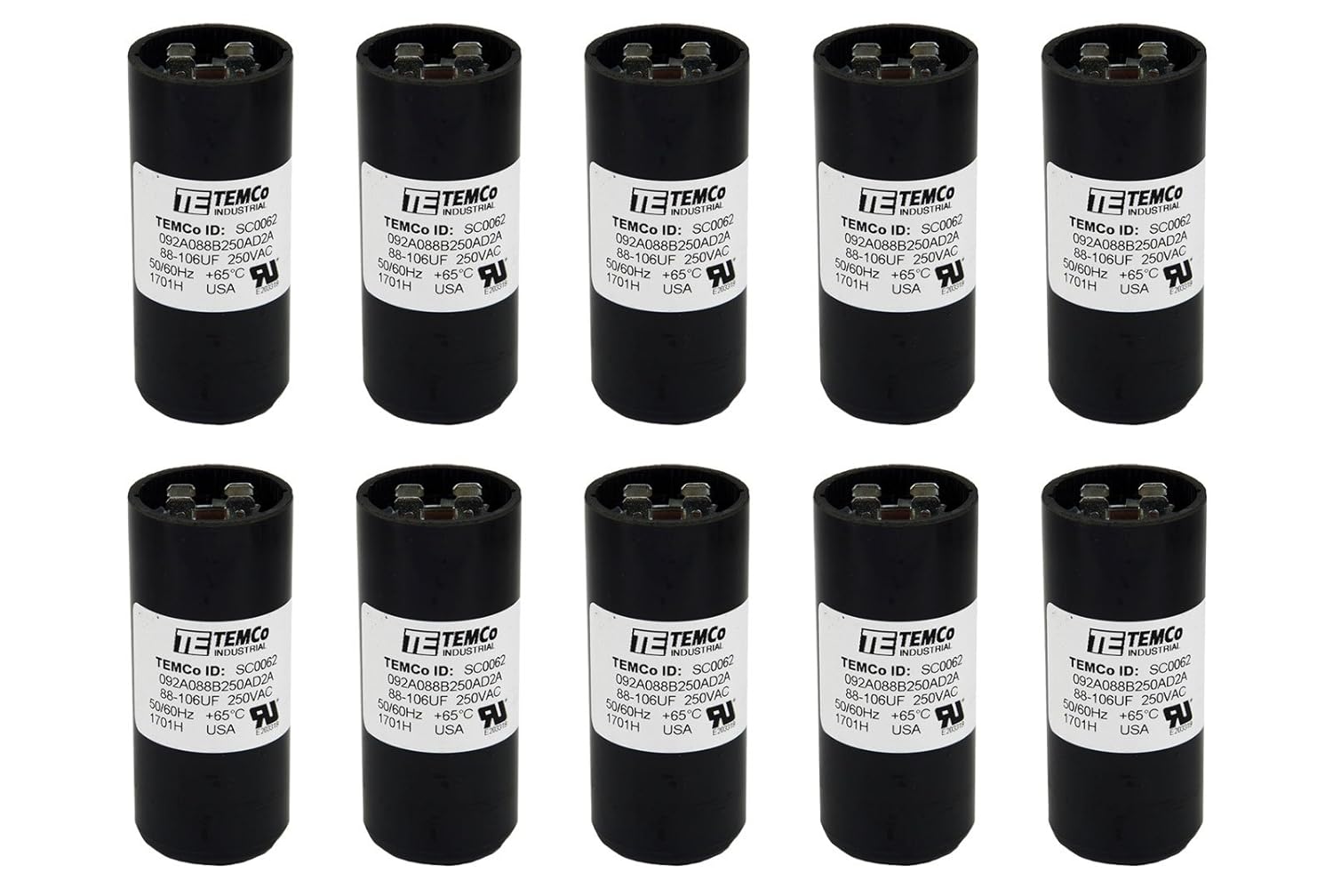 10 Pack 88-106 uF MFD CD60 Start Capacitors for HVAC Systems