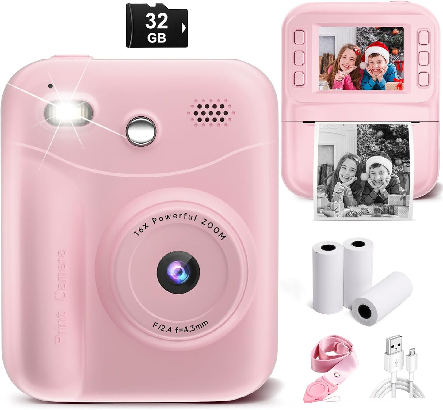 MINIBEAR 48MP Kids Instant Print Camera - Perfect Gift for Girls