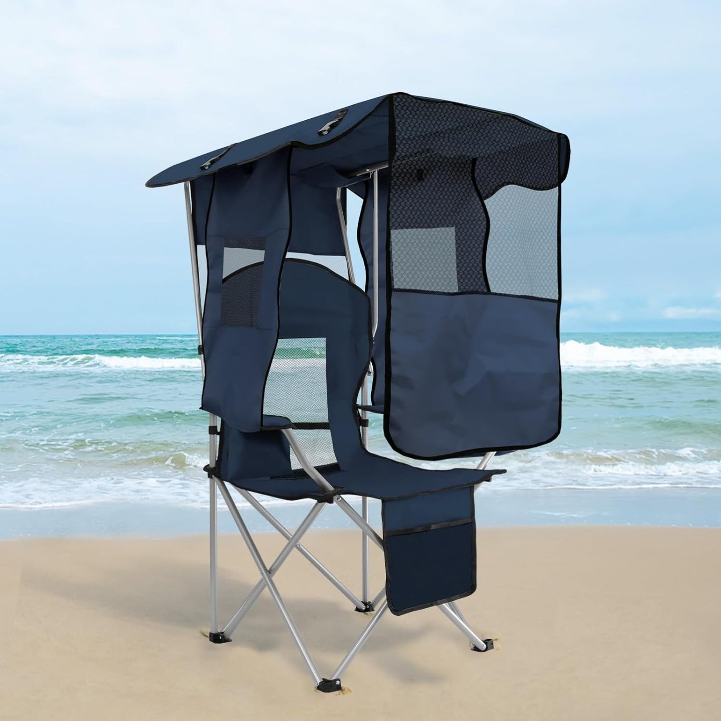 ptlsy Folding Camping Chair with Canopy for Outdoor Comfort
