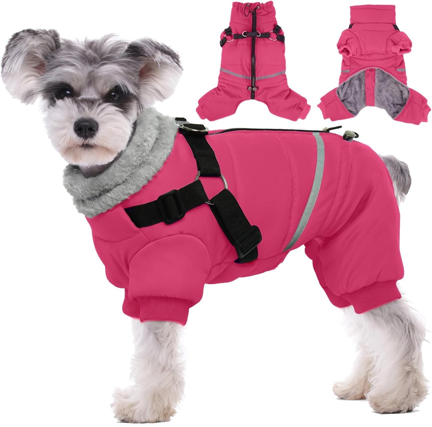 BRKURLEG Dog Winter Coat with Harness for Small Dogs