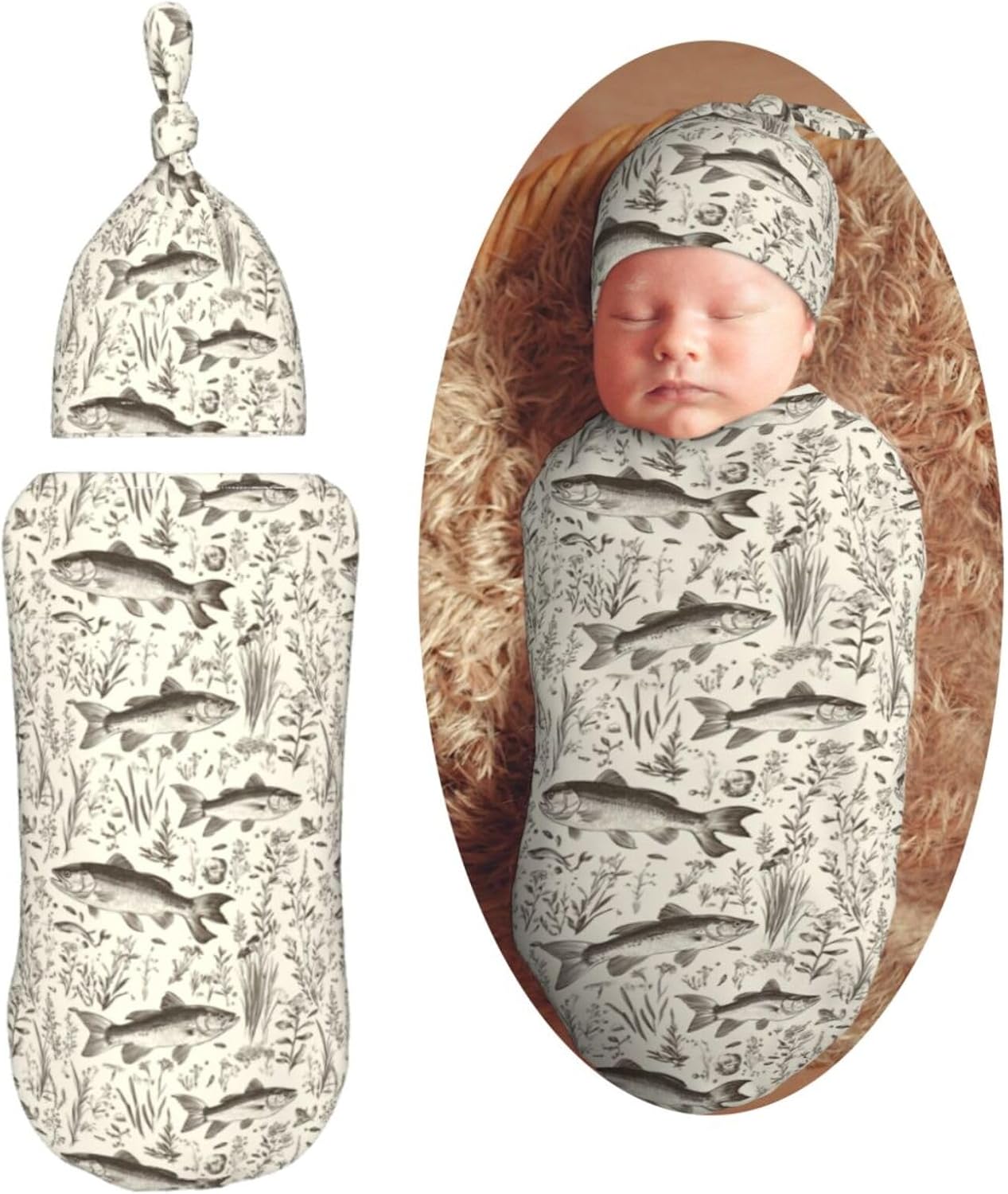 Muishi Soft Bass Fish Newborn Swaddle Set