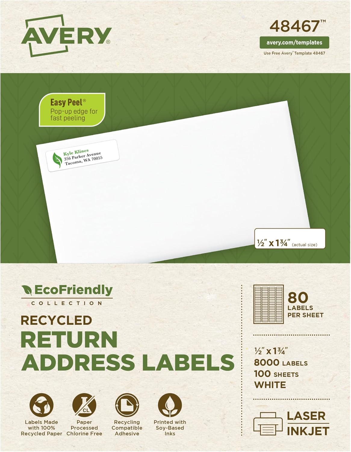 Avery EcoFriendly Recycled Return Address Labels for Easy Mailing