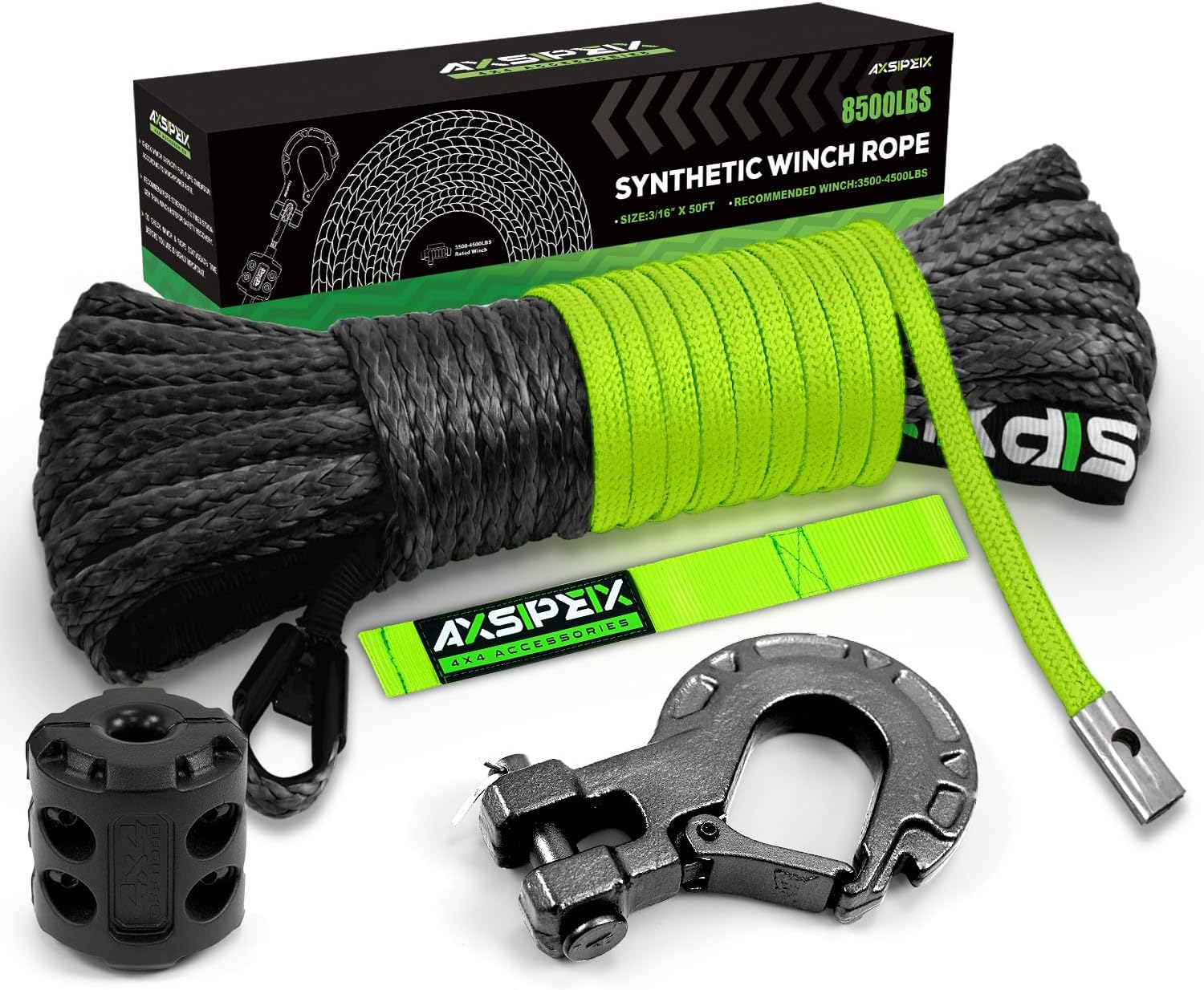 Synthetic Winch Rope Kit for ATV UTV - 8500LBS Strength