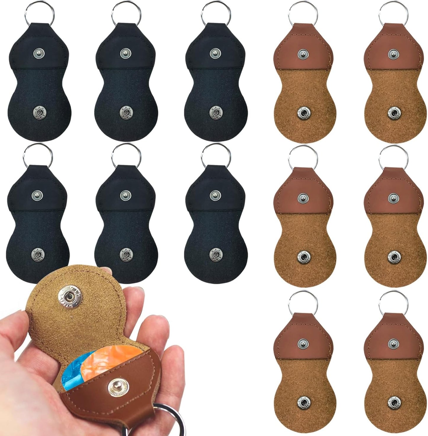Handy 12-Pack Leather Guitar Pick Holder Keychain by Jaczora