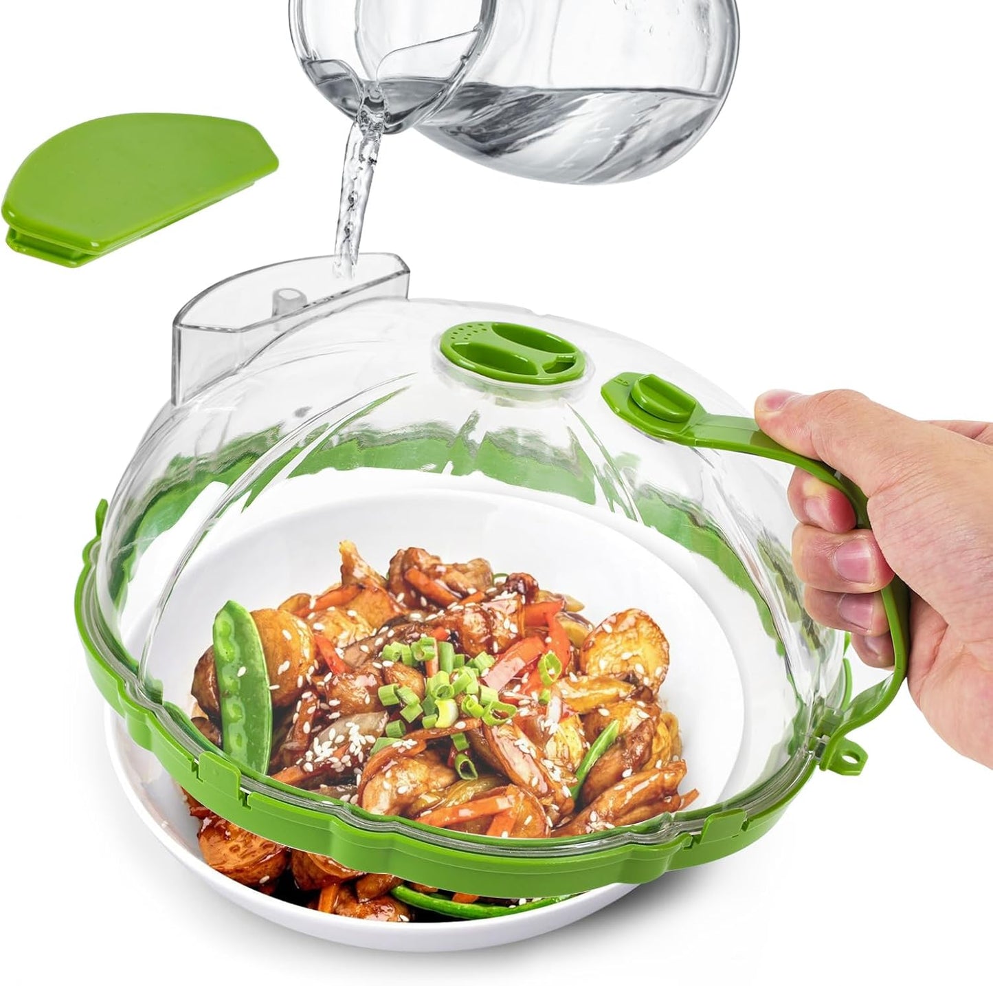 10 Inch Microwave Splatter Cover with Water Steamer Plate - Clelifove