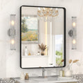 22x30 in Black Metal Framed Bathroom Mirror - Matte Vanity Mirror