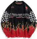 ZAFUL Oversized Flame Graphic Crewneck Sweater - Casual Y2K Style