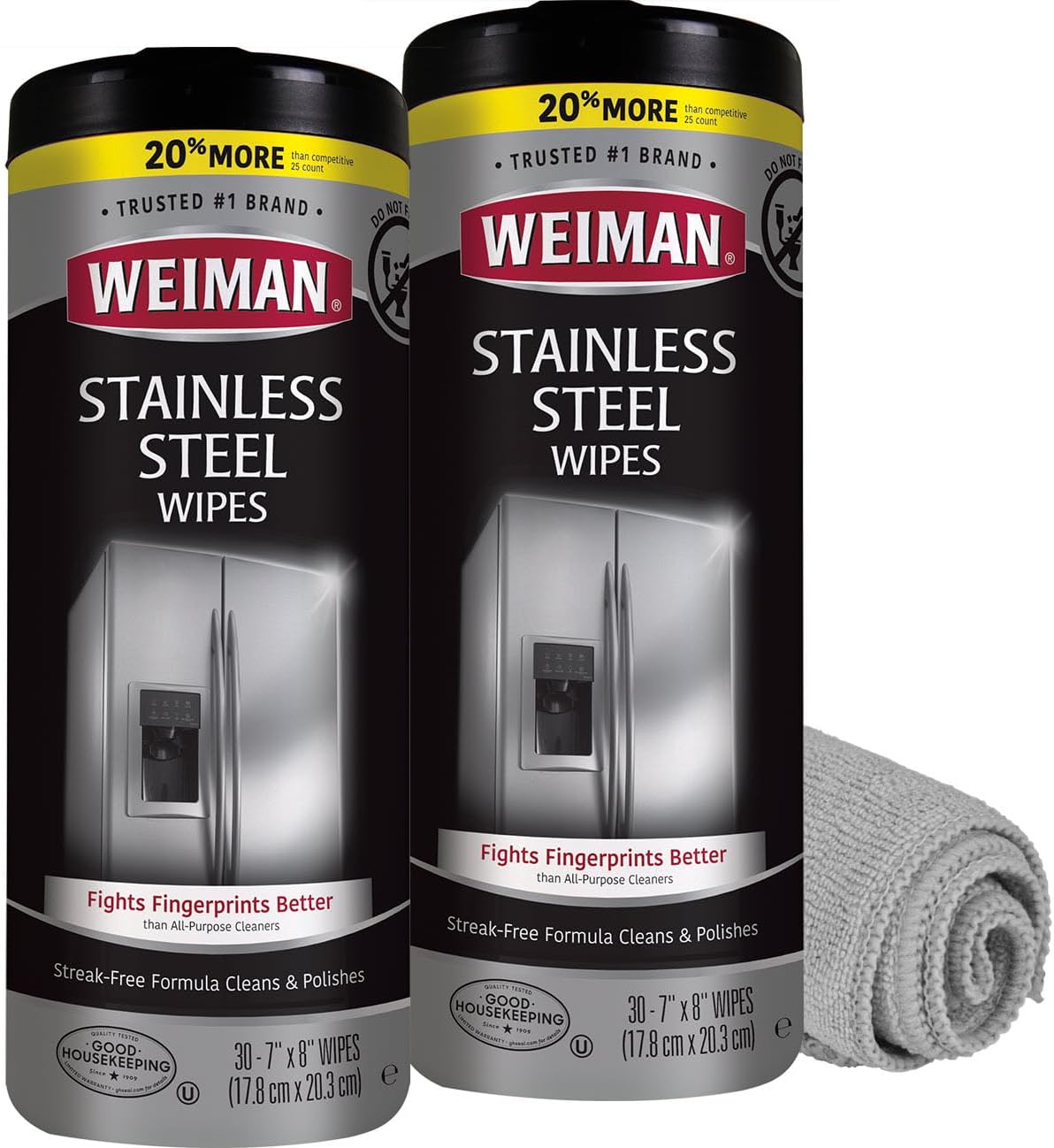 Weiman Stainless Steel Cleaner Wipes Bundle - Removes Fingerprints, Water Marks & Grease