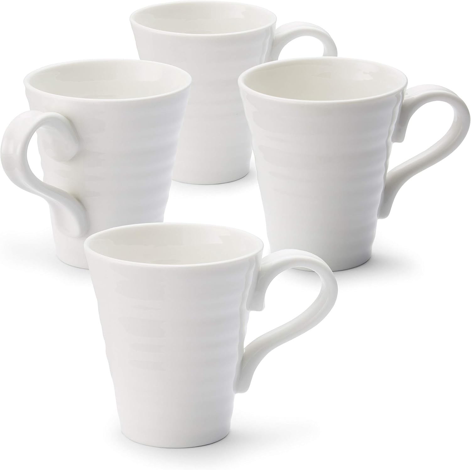 Set of 4 Sophie Conran White Mugs | 12.5oz | Fine Porcelain | Microwave & Dishwasher Safe