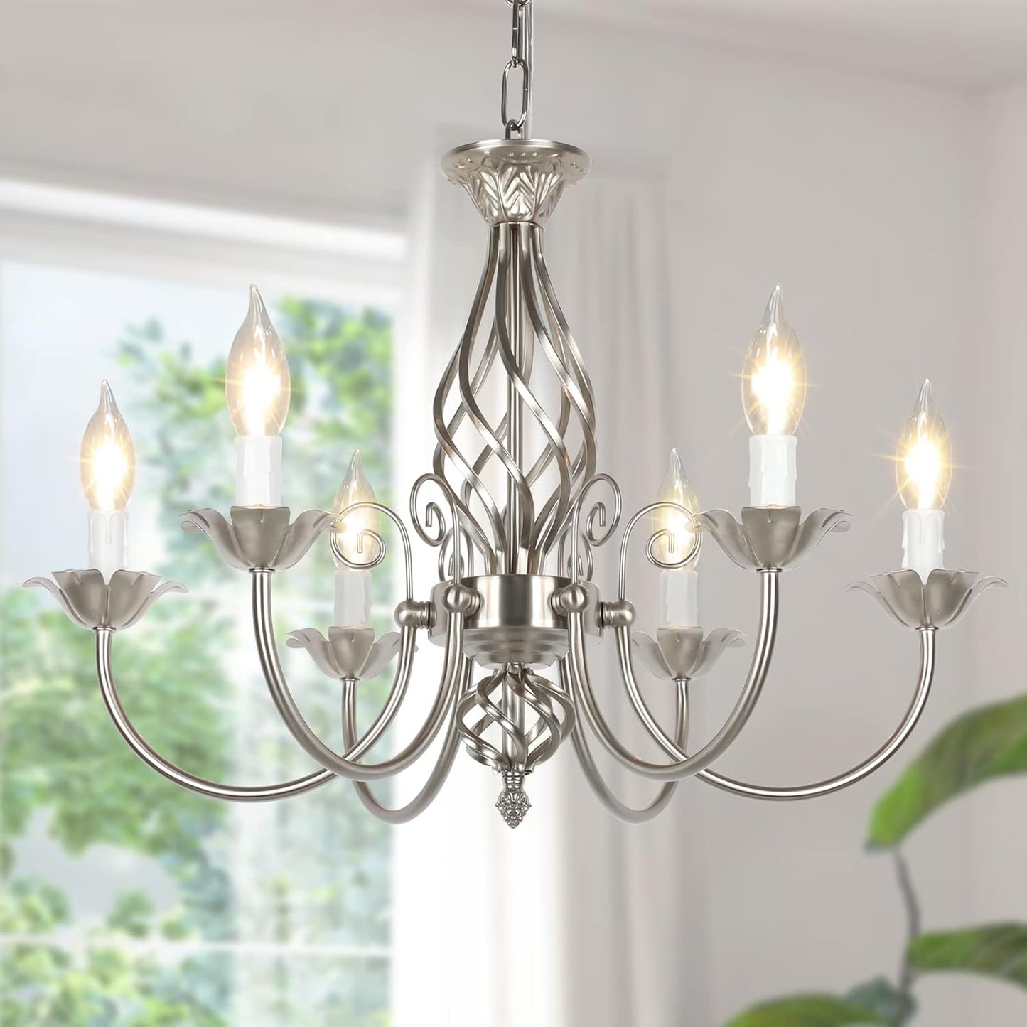6-Light Farmhouse Candle Chandelier for Rustic Home Decor