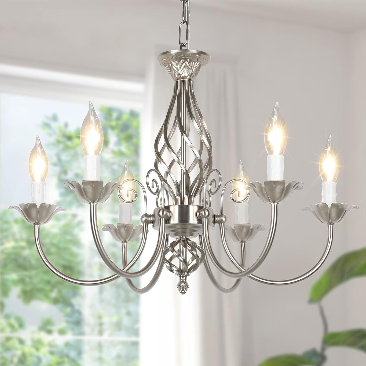 6-Light Farmhouse Candle Chandelier for Rustic Home Decor