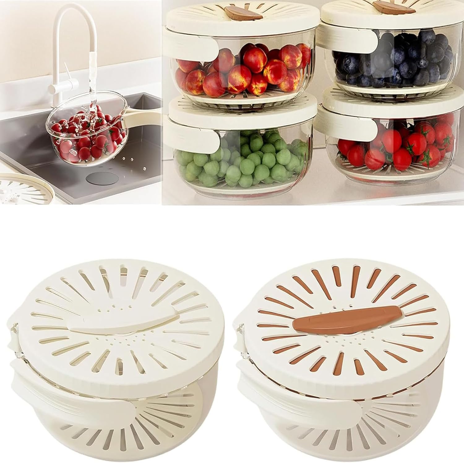2-in-1 Fruit Washing Bowl with Strainer - 2025 New Design!
