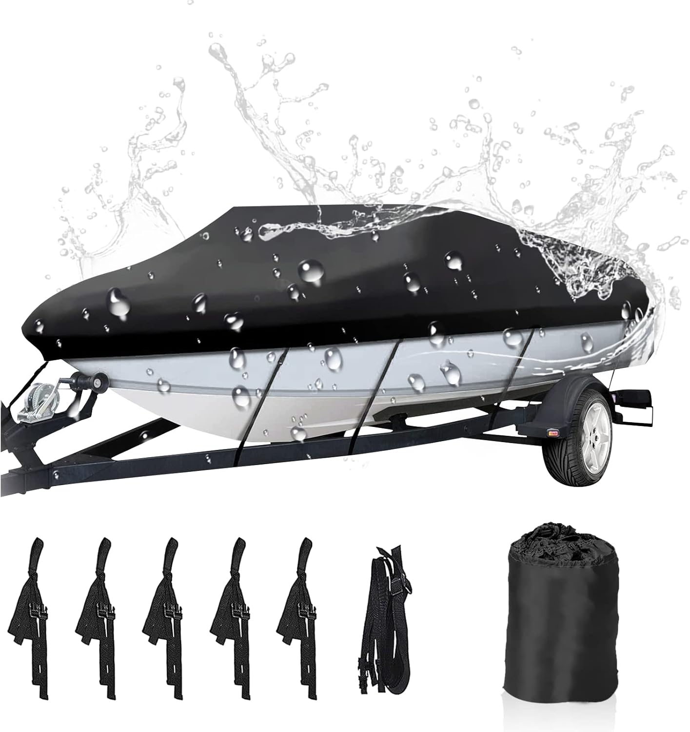 NEVERLAND Waterproof Boat Cover for V-Hull and Tri-Hull Boats