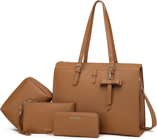 Keyli 4pc Laptop Bag Set for Women with USB Charging Port