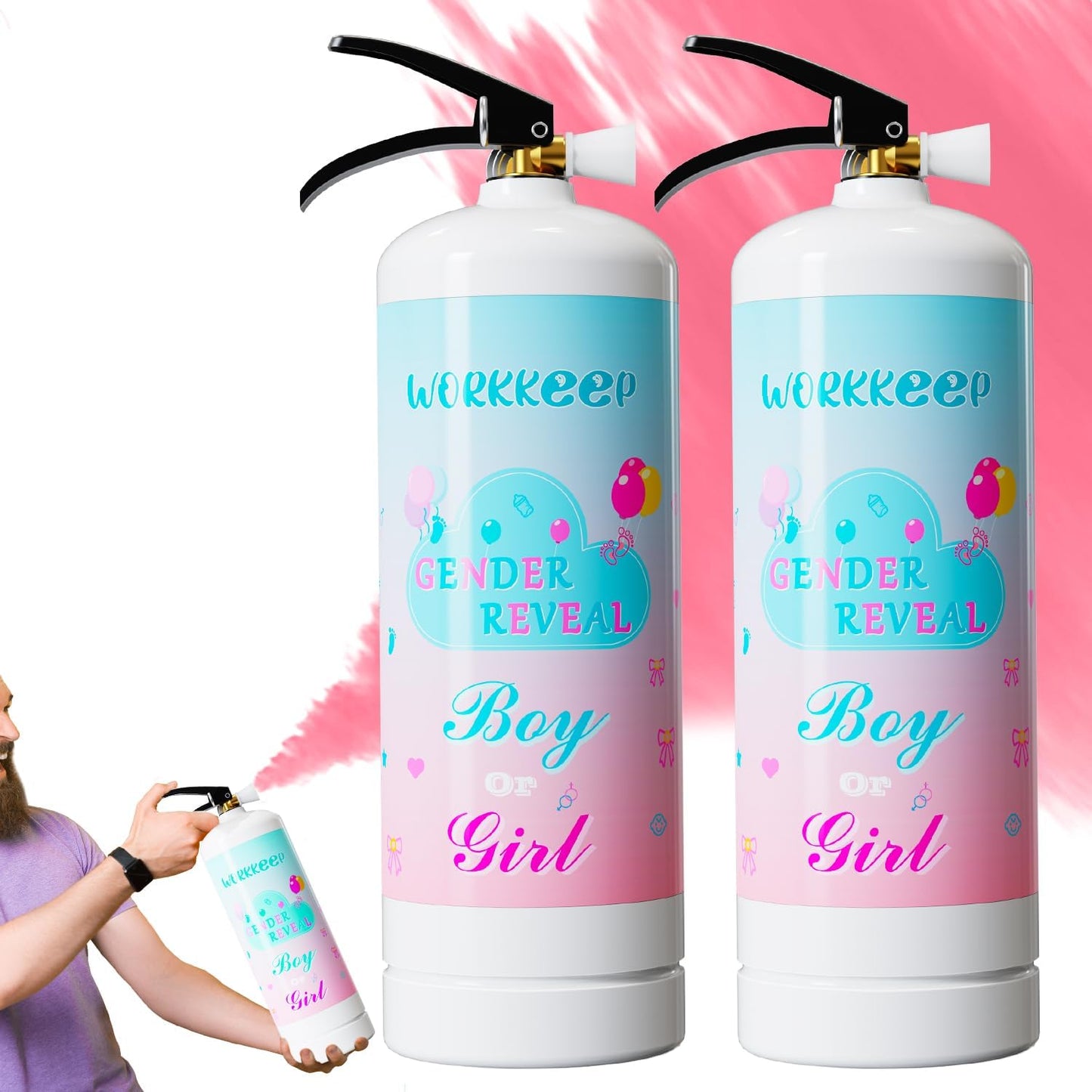 Giant Gender Reveal Fire Extinguisher Blasters for Baby Girl