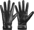 Winter Sheepskin Leather Gloves for Men - Warm Touchscreen Driving